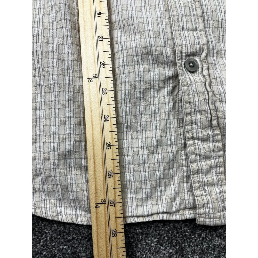 North Face Shirt Mens Medium Button Down Single Pocket Short Sleeve Plaid Yellow